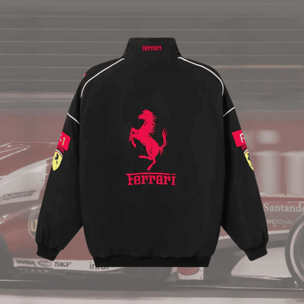 FERRARI F1 Vintage Jacke VOLL SCHWARZ