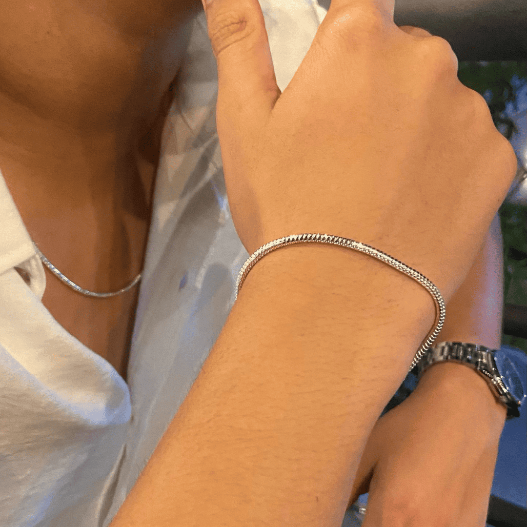 925 Silver Denmark Cobra Bracelet with 3mm Zircon