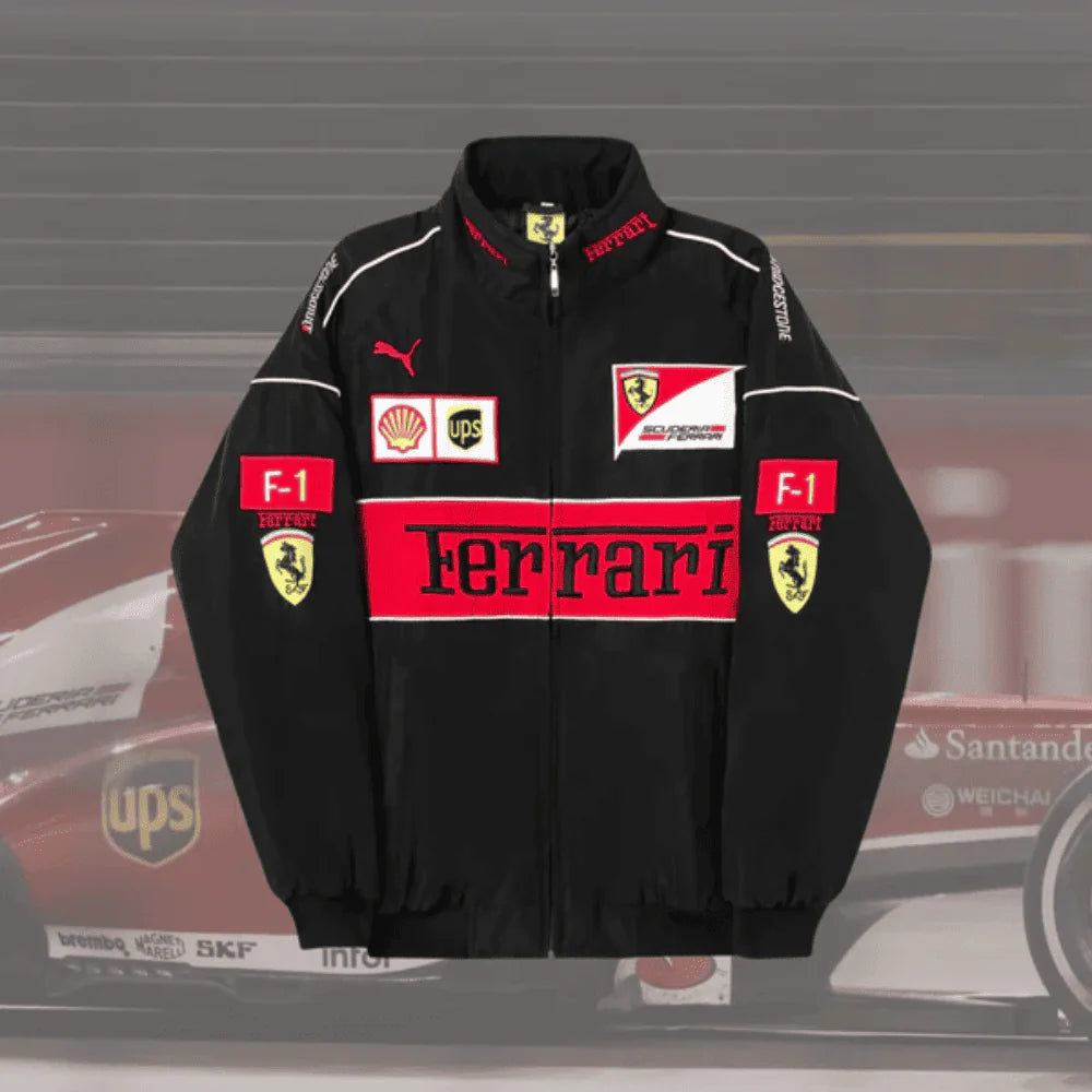 FERRARI F1 Vintage Jacke VOLL SCHWARZ