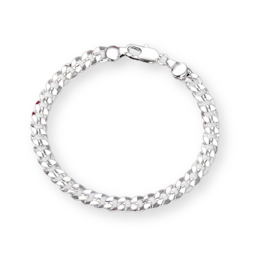 Holland 925 Silver Bracelet with Geometric Design and 7mm Zircon