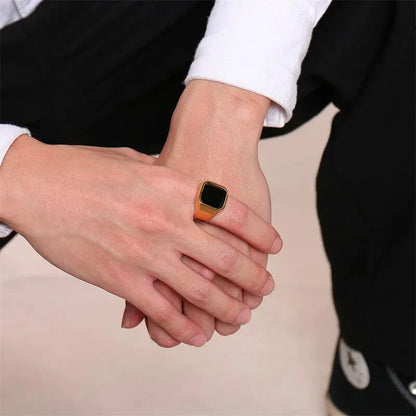 Herrenring mit Onyxstein