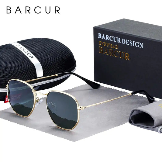 Barcur Sechseckige Retro-Sonnenbrille