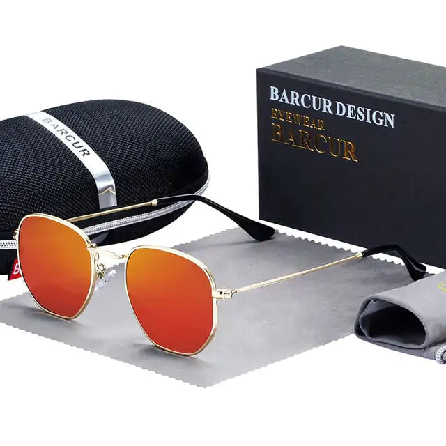 Barcur Sechseckige Retro-Sonnenbrille