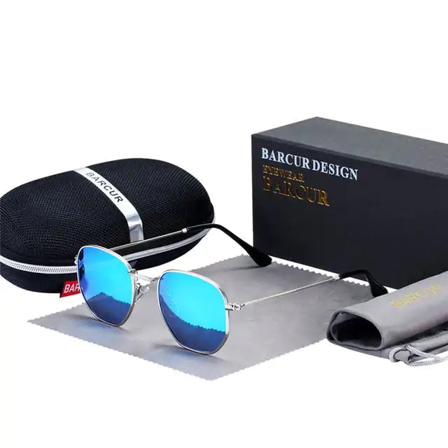 Barcur Sechseckige Retro-Sonnenbrille