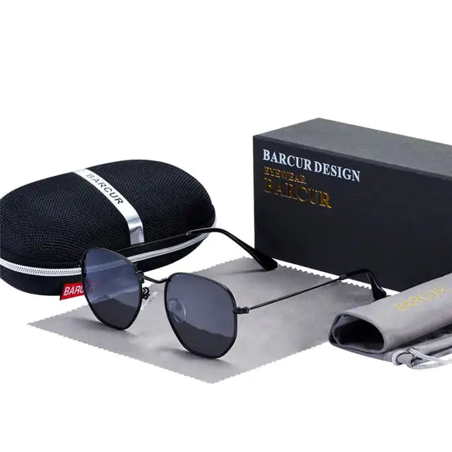 Barcur Sechseckige Retro-Sonnenbrille