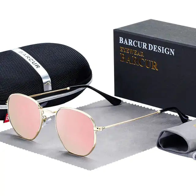 Barcur Sechseckige Retro-Sonnenbrille