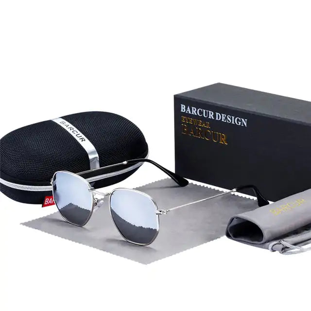 Barcur Sechseckige Retro-Sonnenbrille